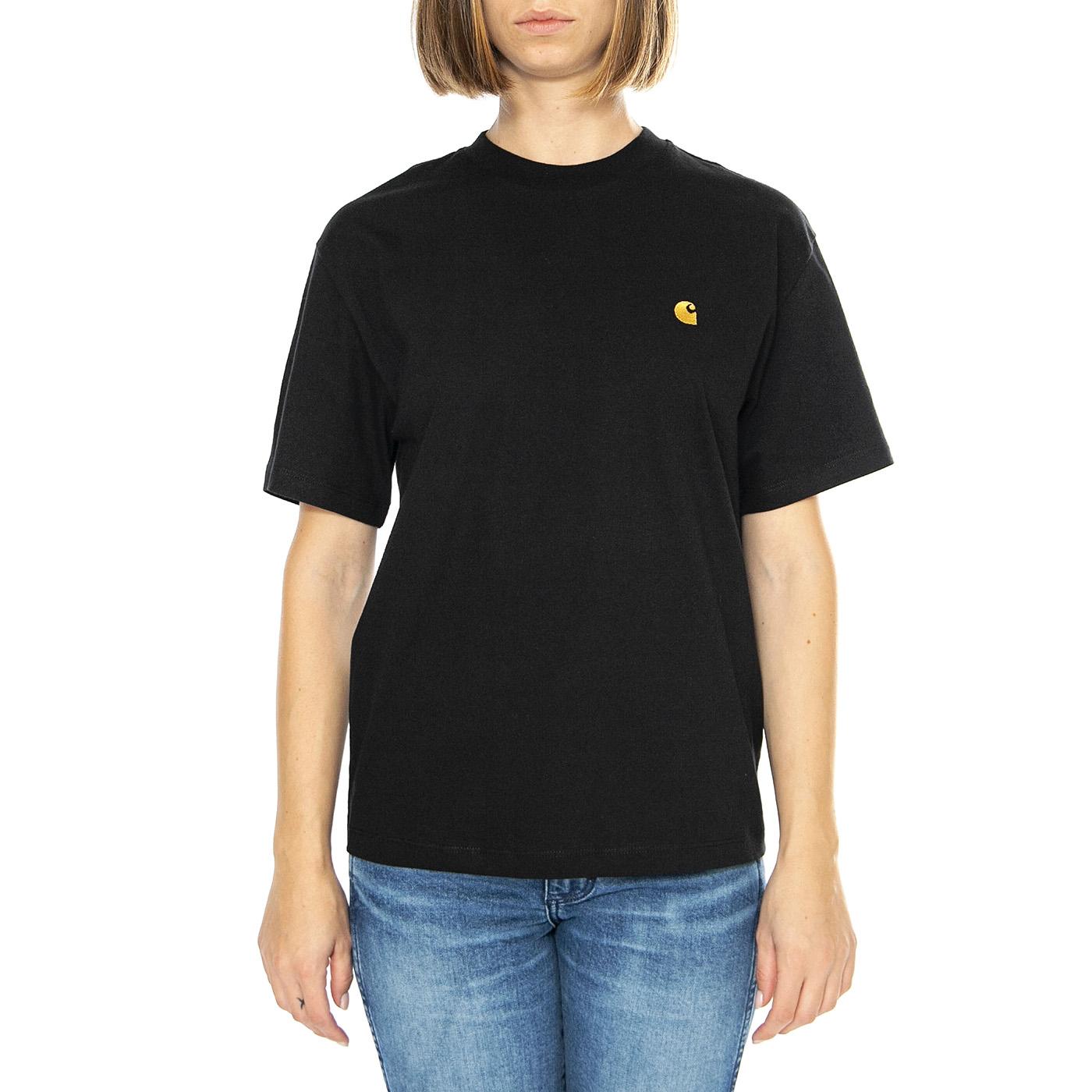 W' S/S Chase T-Shirt Black / Gold - Maglietta Girocollo Donna Nera I033045.00FXX  CARHARTT WIP 