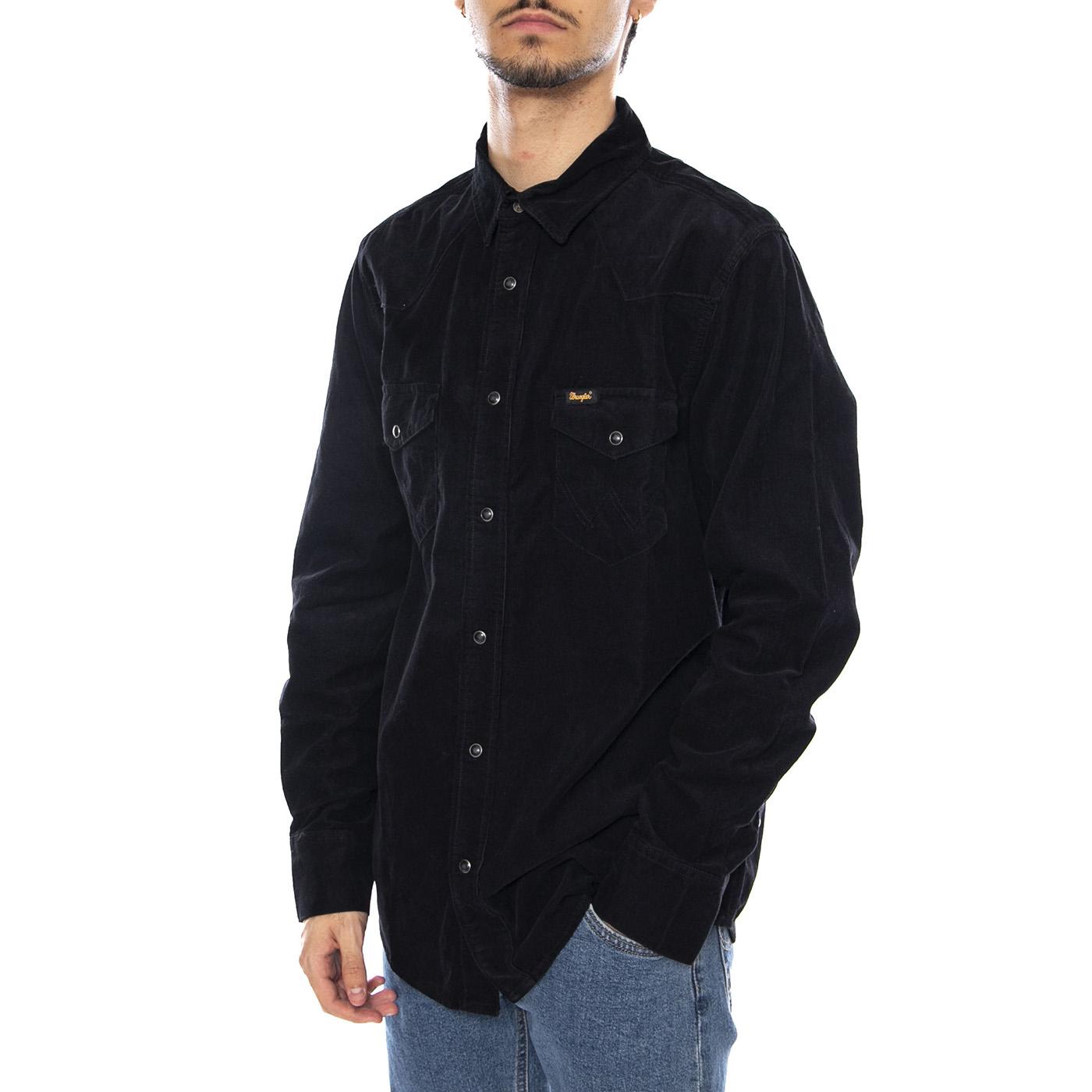 Western Cord Shirt Black - Camcicia in Velluto a Coste Uomo Nera 112371429  WRANGLER 