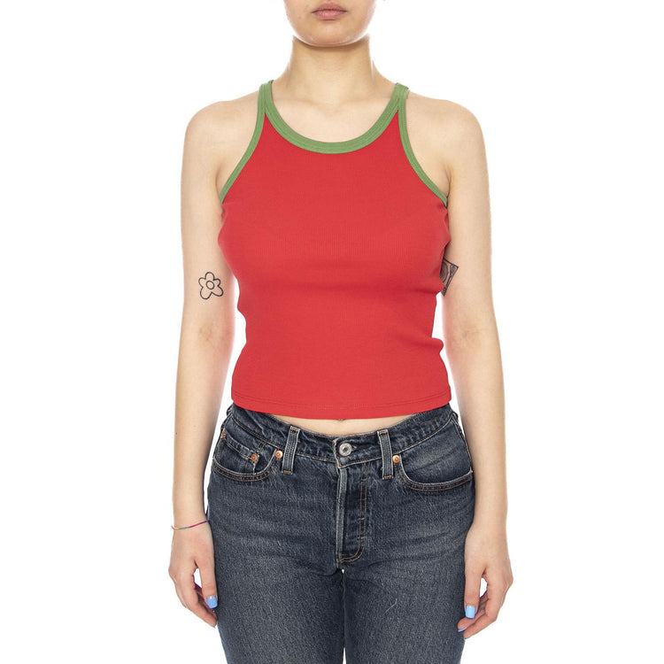 CLAVEL IVY CONTRAST HARRIET TOP - Canotta Donna Rossa WTP00259 RED THINKING MU 