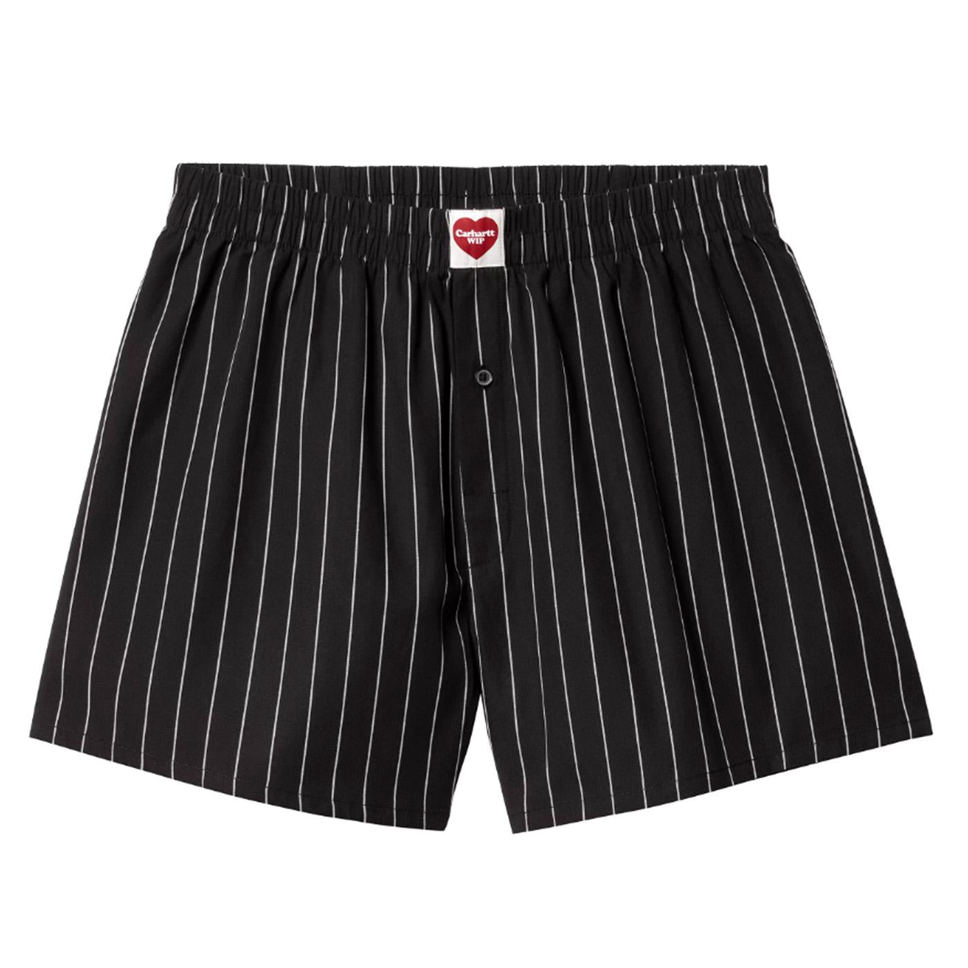 Cotton Boxer Seaton Stripe, Black / Wax - Boxer Uomo Neri I032355.2MBXX  CARHARTT WIP 