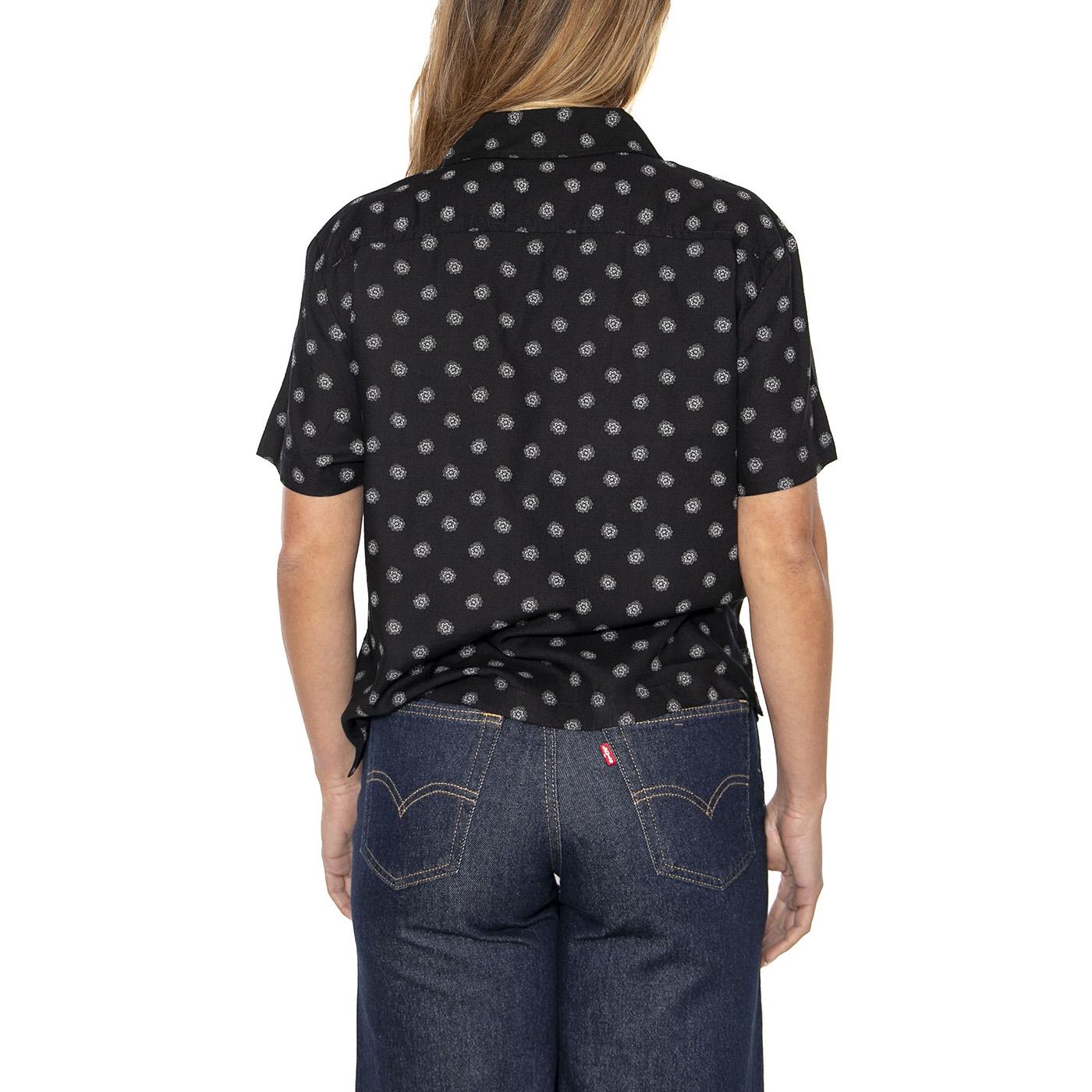 Bunker Daist Dot S/S Woven Black - Camicia Maniche Corte Donna Nera 01289-BLACK . BRIXTON 