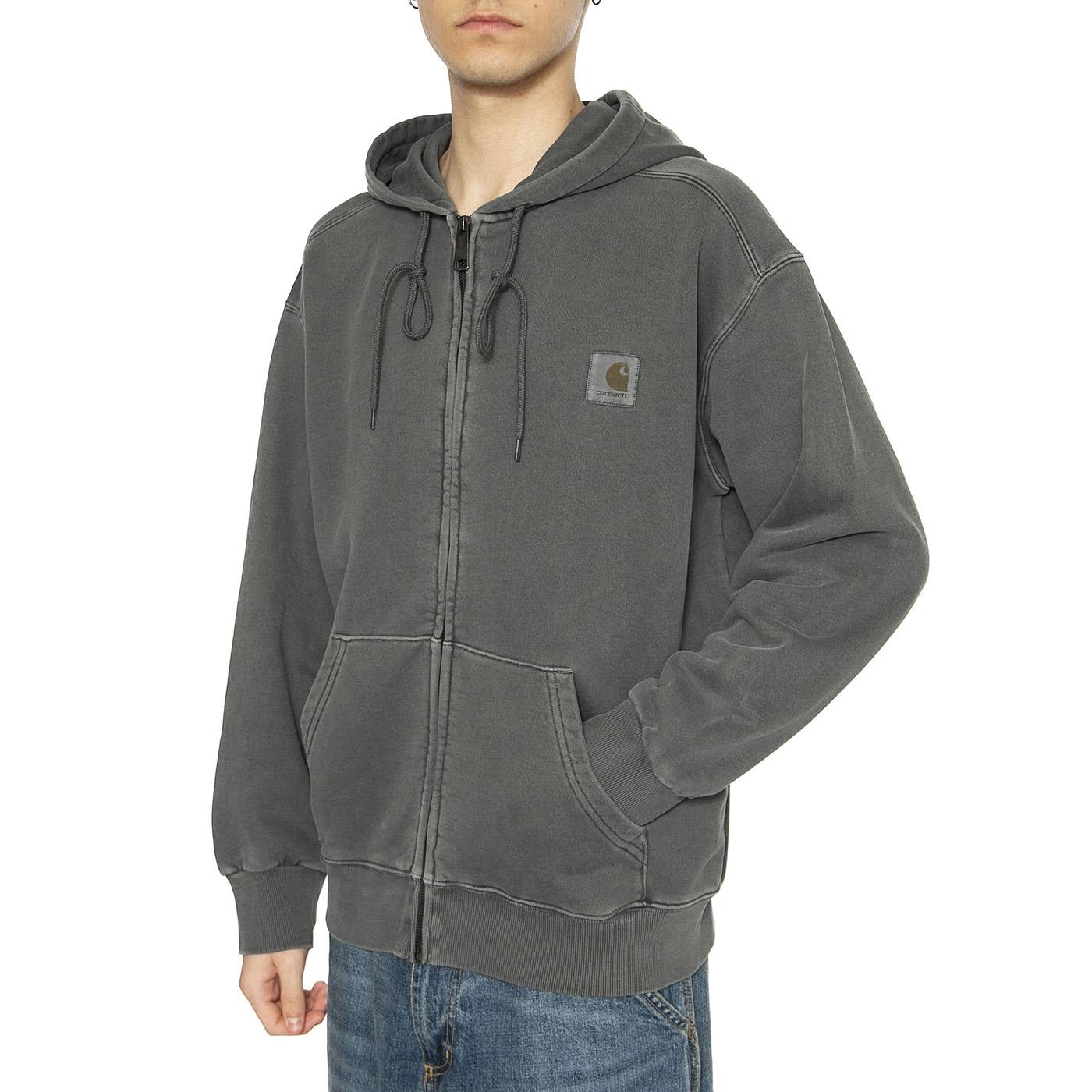 Hooded Nelson Jacket Graphite - Felpa con Cappuccio e Zip Uomo Grigia I033064.87GD  CARHARTT WIP 