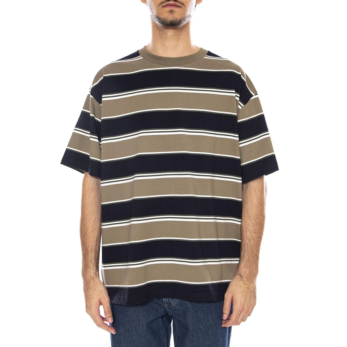 S/S Malone T-Shirt Malone Stripe, Brass - Maglietta Girocollo Uomo Multicolore I035301.37XXX . CARHARTT WIP 
