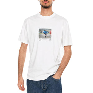 "Partita del Fango" Tee White - Maglietta Maradona Girocollo Uomo Bianca TS1367 T4-02 DOLLY NOIRE 