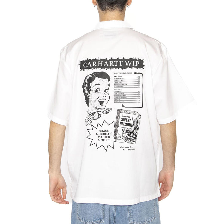S/S Deli Shirt White / Black - Camicia Maniche Corte Uomo Bianca I034738.00AXX  CARHARTT WIP 