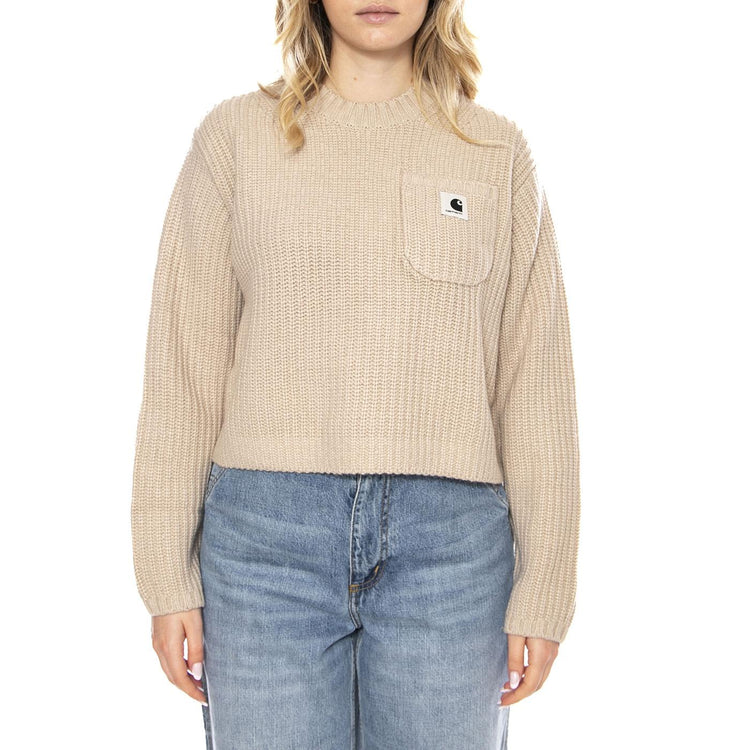 W Mira Sweater - Beige - Maglione Girocollo a Coste Donna I035382_2LP_XX . CARHARTT WIP 