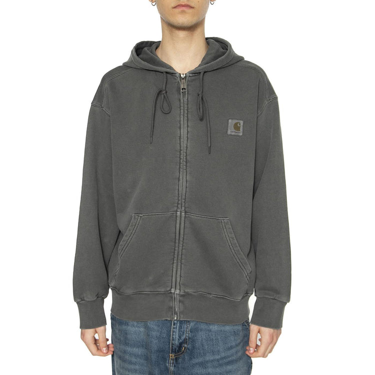 Hooded Nelson Jacket Graphite - Felpa con Cappuccio e Zip Uomo Grigia I033064.87GD  CARHARTT WIP 