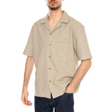 Nilio MS Shirt Stone Green - Chemise Manches Courtes Homme Beige / Vert Homme ELVINE