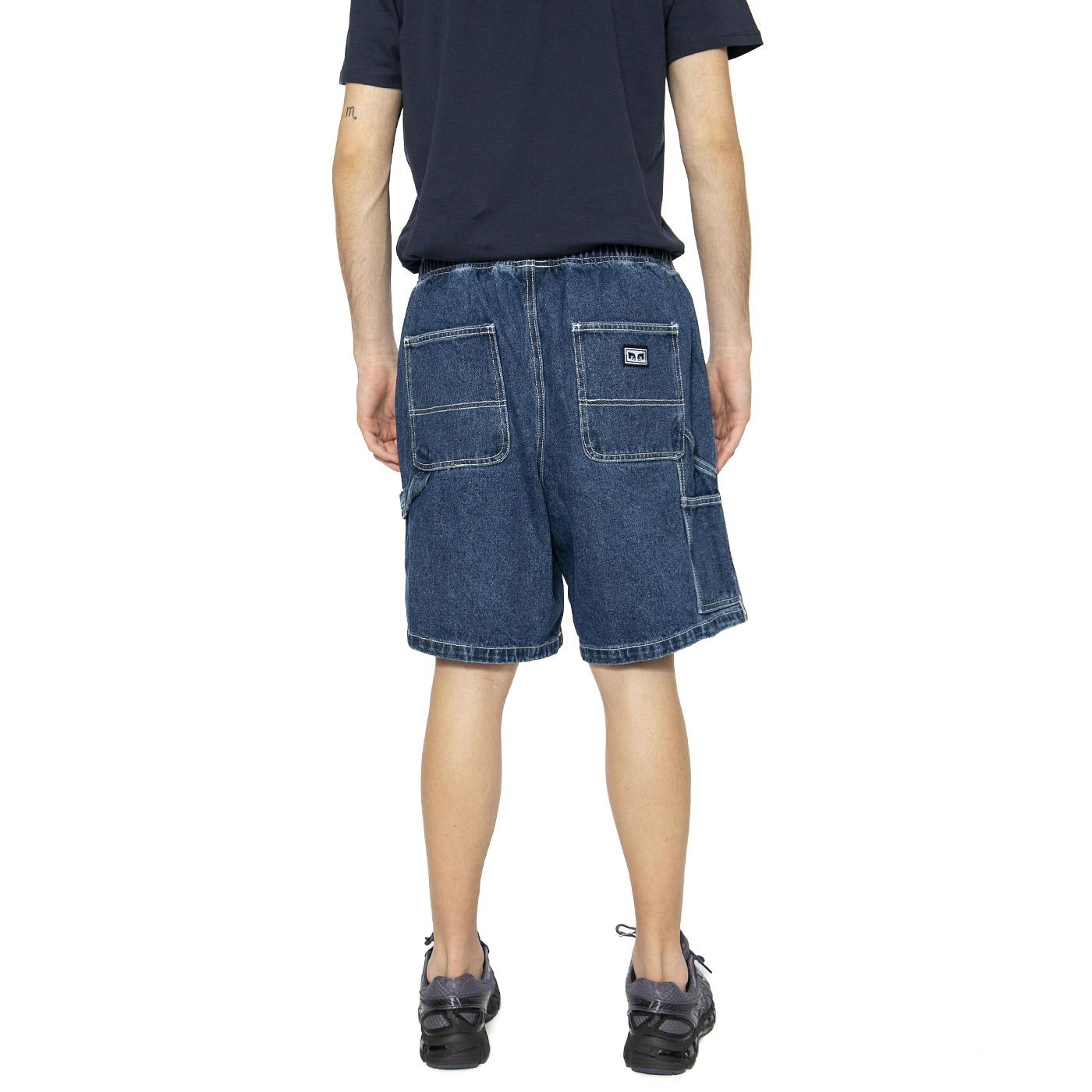 Easy Denim Carpenter Short Stone Wash Indigo - Bermuda Uomo Blu 172120079-STN  OBEY 