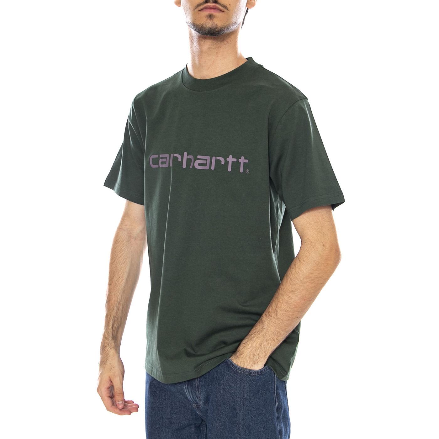 S/S Script T-Shirt Sycamore Tree / Phlox - Maglietta Girocollo Uomo Verde I035700.38EXX . CARHARTT WIP 