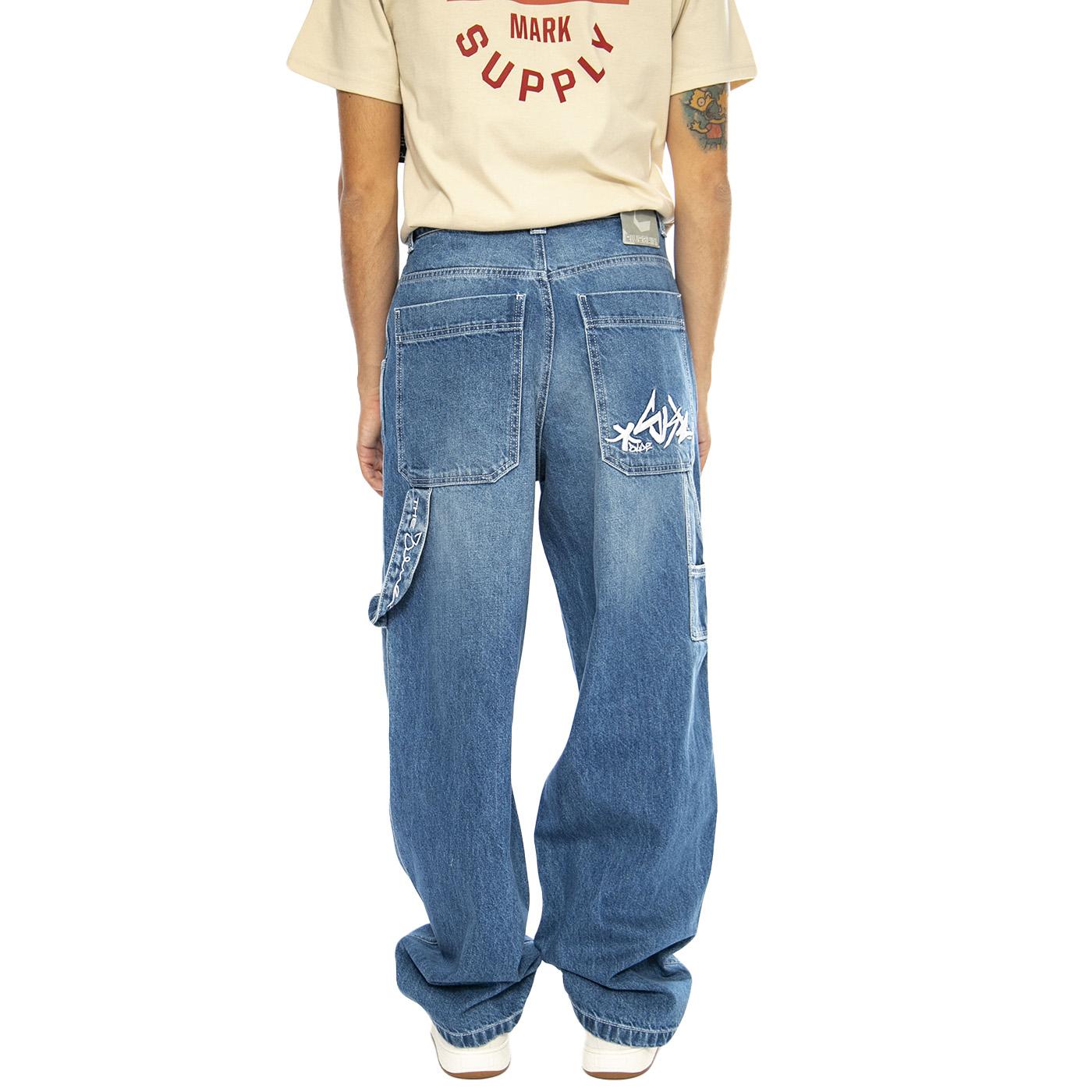 R-Bianco Alonato Used White - Pantaloni Denim Jeans Uomo Blu DENIMBLUE-660  BLUESKIN 