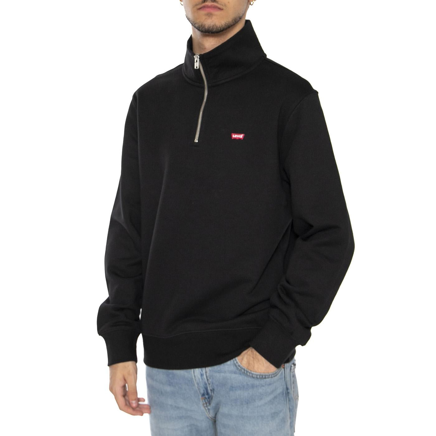 Original HM 1/4 Zip Mineral Black - Felpa Uomo Nera A8606-0000 . LEVIS 