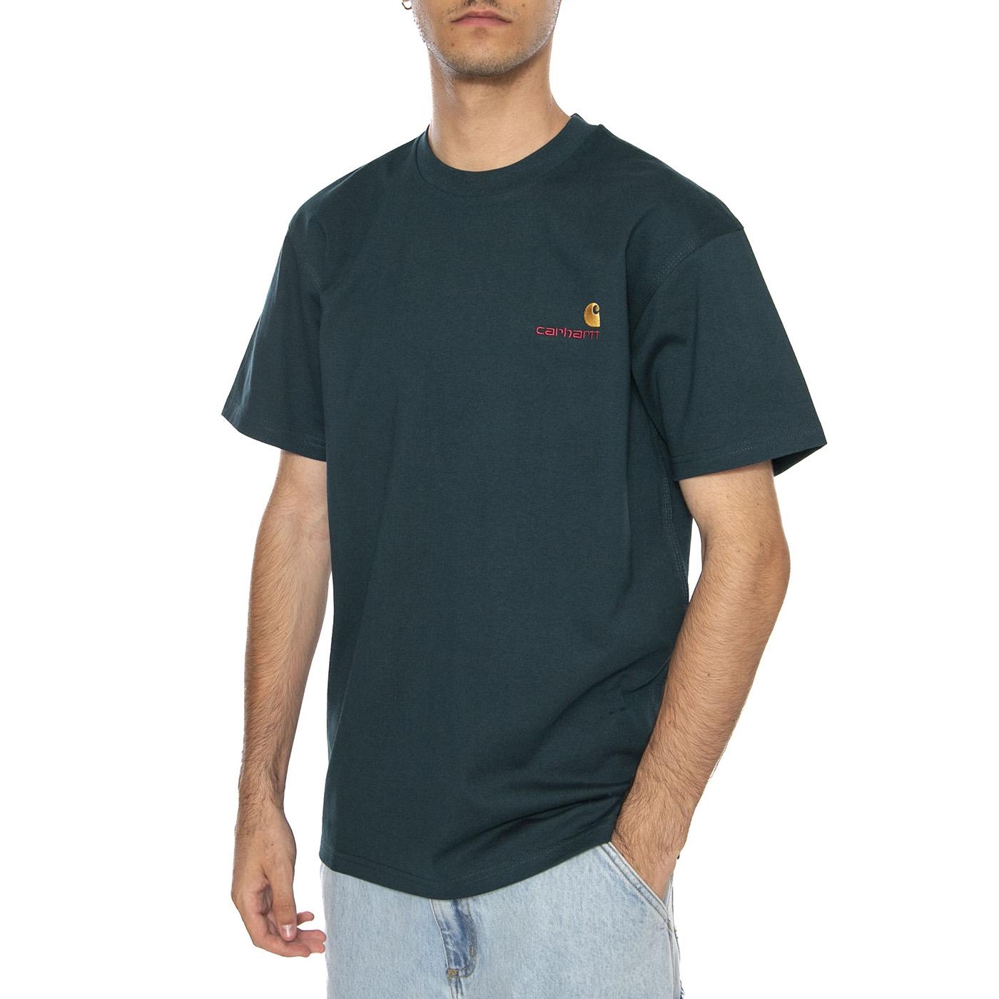 S/S American Script T-Shirt Deep Lagoon - Maglietta Girocollo Uomo Verde I029956.0AUXX . CARHARTT WIP 