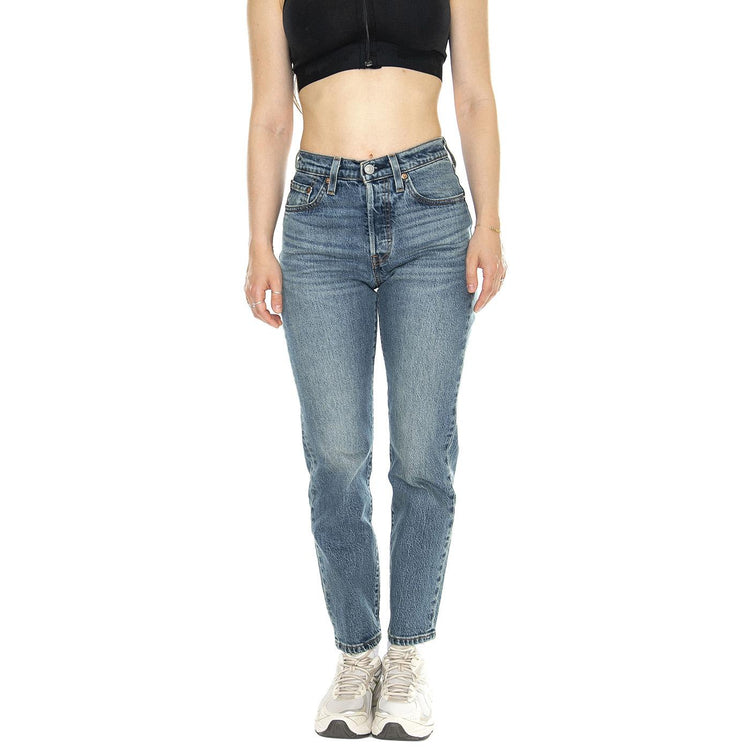 501 Crop Stand Off Dark Indigo Worn In - Pantaloni Denim Jeans Donna Blu 36200-0291  LEVIS 