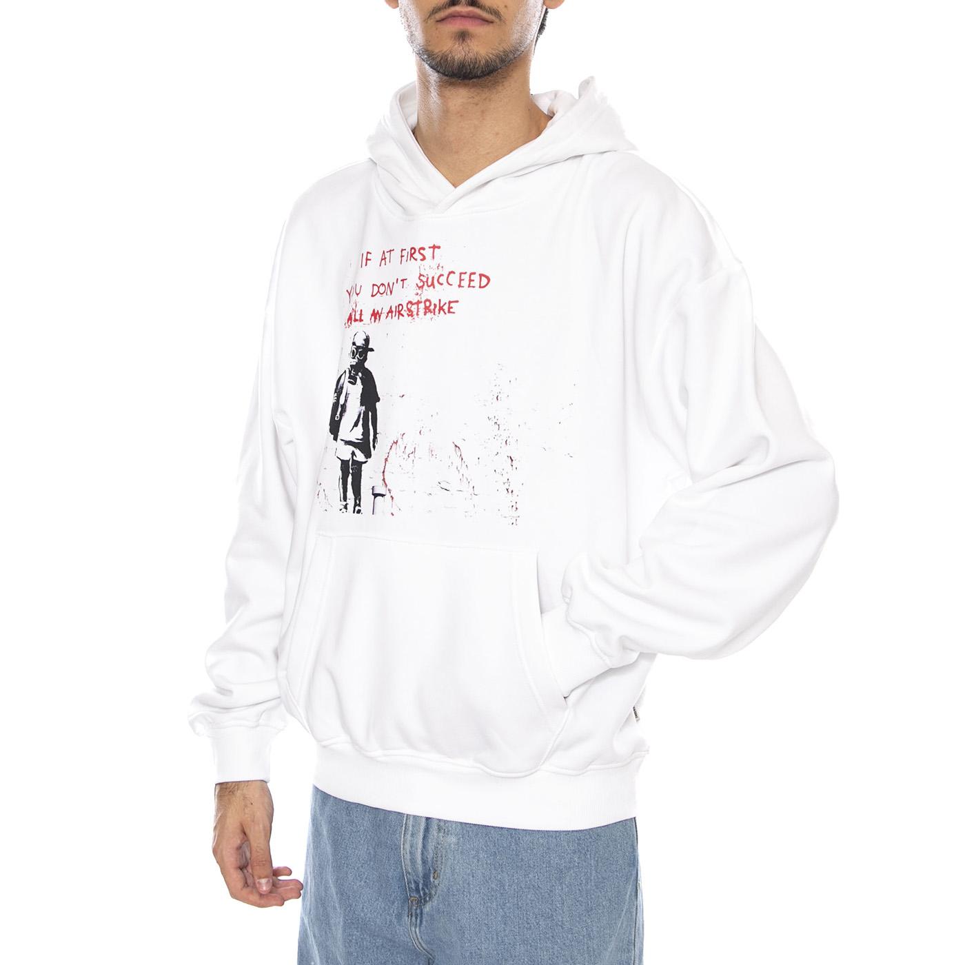 BANKSY VTG Hoodie VD Bright White Airstrike - Felpa con Cappuccio Uomo Bianca 22035423-4911254 . ONLY & SONS 