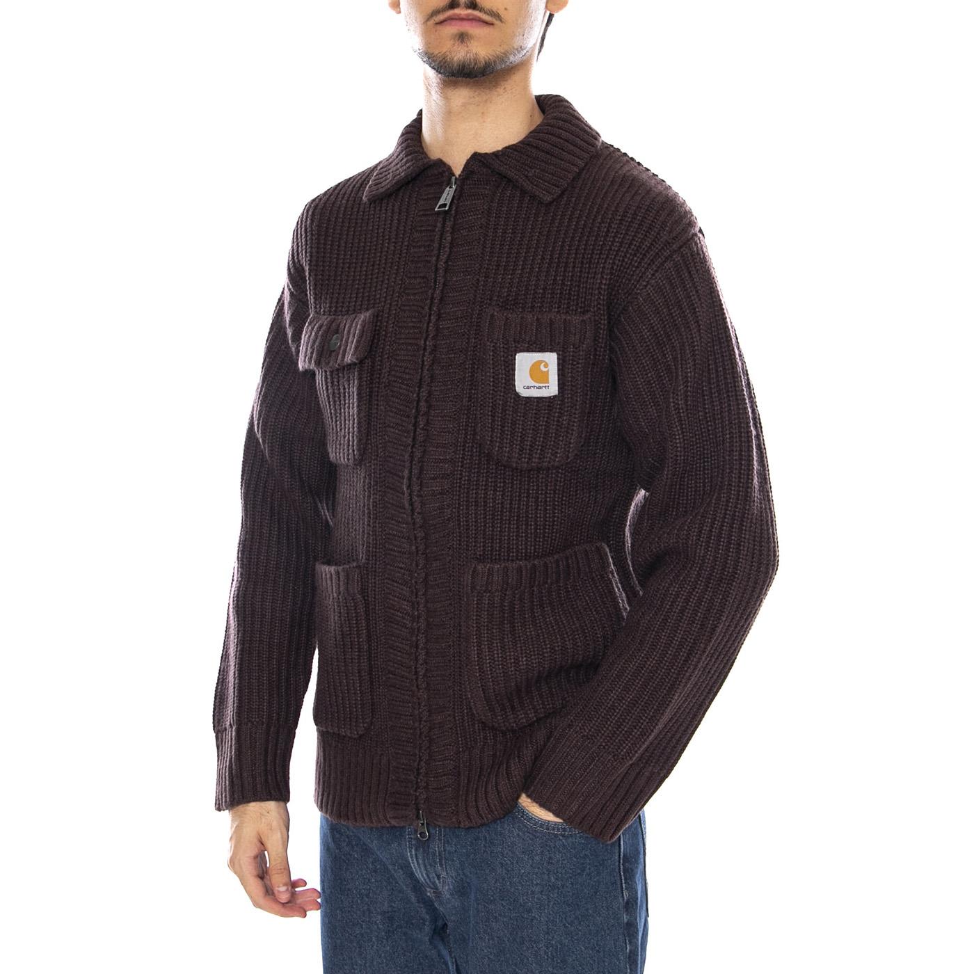 Chore Knit Jacket Palisander - Cardigan in Maglia Uomo Marrone I035399.33HXX . CARHARTT WIP 
